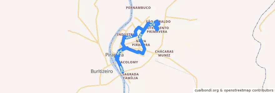 Mapa del recorrido Circular B de la línea  en Pirapora.