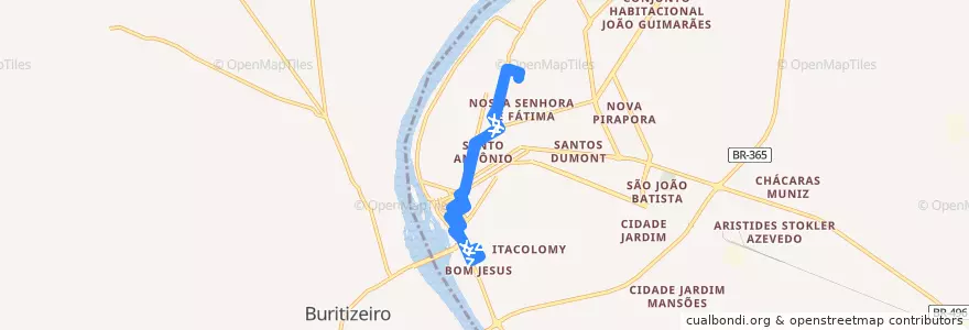 Mapa del recorrido Industrial de la línea  en Pirapora.