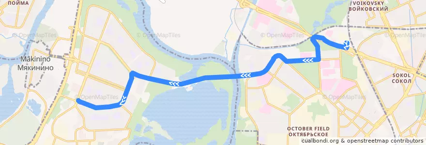 Mapa del recorrido Автобус О30 Станция Стрешнево => Таллинская улица de la línea  en Северо-Западный административный округ.
