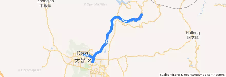 Mapa del recorrido 205 de la línea  en 大足区.