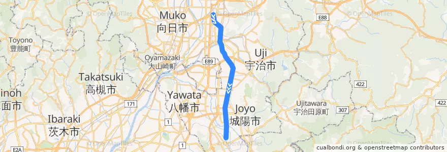 Mapa del recorrido 京都地下鉄-近鉄京都線 de la línea  en 京都府.