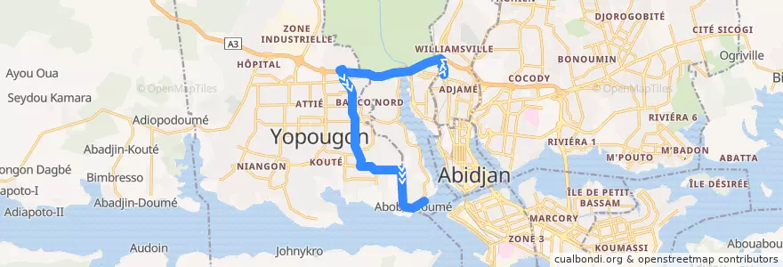 Mapa del recorrido bus 36 : Gare Nord → Yopougon Abobo Doumé de la línea  en Abican.
