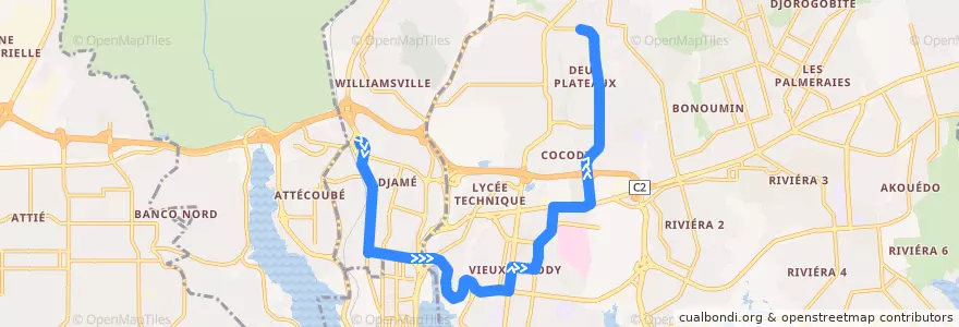 Mapa del recorrido bus 35 : Cocody Gobelet → Gare Nord de la línea  en 阿比让.