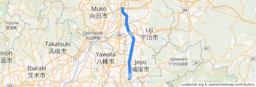 Mapa del recorrido 京都地下鉄-近鉄京都線 de la línea  en Prefectura de Kioto.