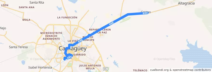 Mapa del recorrido ruta 206 Cromo - Froilán Quirós de la línea  en Ciudad de Camagüey.