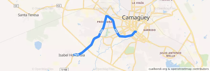 Mapa del recorrido Ruta 238 Isabel Hortensia - Casino de la línea  en Ciudad de Camagüey.