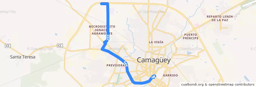 Mapa del recorrido Ruta 36 Casino => Planta Mecánica de la línea  en Ciudad de Camagüey.