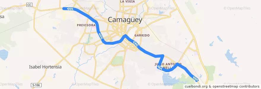 Mapa del recorrido ruta 14 Delegación MININT => Modelo de la línea  en Ciudad de Camagüey.