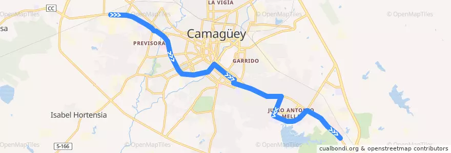 Mapa del recorrido ruta 14 Modelo => Delegación MININT de la línea  en Ciudad de Camagüey.
