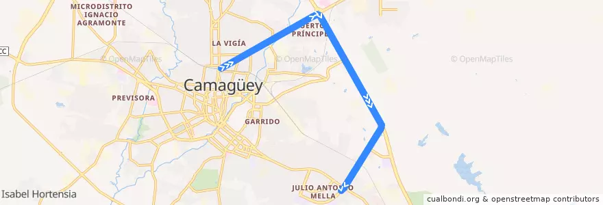 Mapa del recorrido ruta 32 Ferro Omnibus => La Rafelita de la línea  en Ciudad de Camagüey.