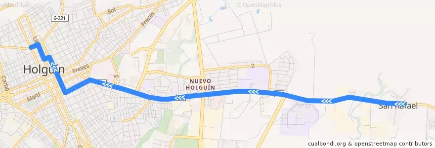 Mapa del recorrido Holguín A11 San Rafael - Capdevila - de la línea  en Holguín.