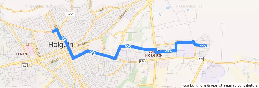 Mapa del recorrido Holguín A4 Hermanos Aguilera - Capdevila - de la línea  en Holguín.