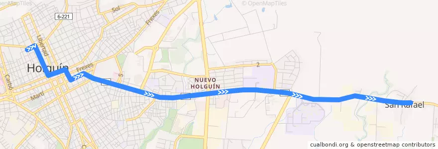 Mapa del recorrido Holguín A11 Capdevila - San Rafael de la línea  en Holguín.