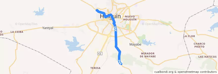 Mapa del recorrido Holguin 207 - Cuba Si - Capitan Urbino de la línea  en Holguín.
