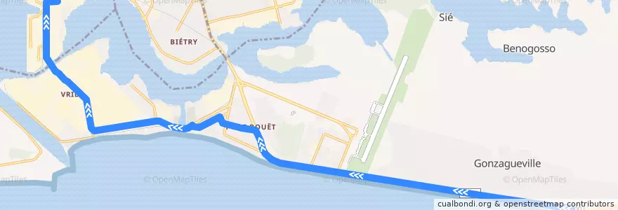 Mapa del recorrido bus 17 : Anani → Treicheville Port de pêche de la línea  en أبيدجان.