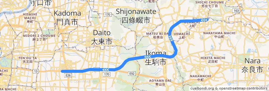 Mapa del recorrido 近畿日本鉄道けいはんな線 de la línea  en Япония.
