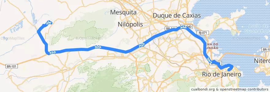 Mapa del recorrido Ônibus 446B - Lagoinha → Central de la línea  en Рио-де-Жанейро.