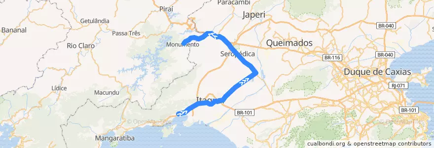 Mapa del recorrido Ônibus 709P - Vila Geni → Cacaria de la línea  en Região Geográfica Imediata do Rio de Janeiro.