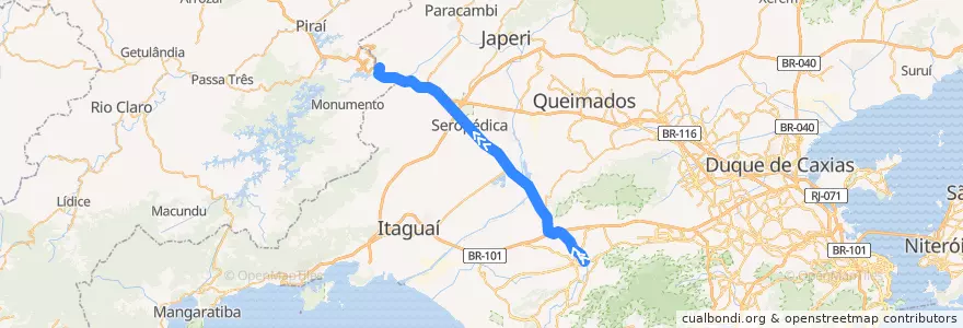 Mapa del recorrido Ônibus 744P - Campo Grande → Ponte Coberta de la línea  en Região Geográfica Imediata do Rio de Janeiro.