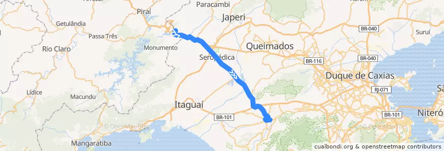 Mapa del recorrido Ônibus 744P - Ponte Coberta → Campo Grande de la línea  en Região Geográfica Imediata do Rio de Janeiro.