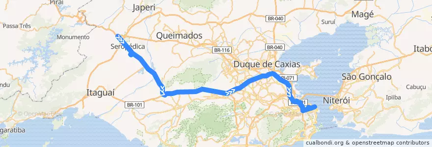 Mapa del recorrido Ônibus 441B - Santa Sofia → Central de la línea  en Região Geográfica Imediata do Rio de Janeiro.