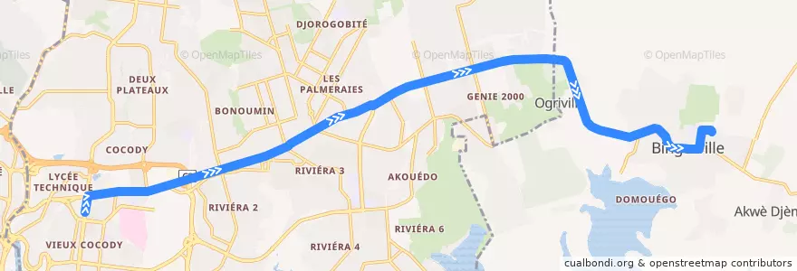 Mapa del recorrido bus 87 : La Vie → Bingerville de la línea  en 阿比让.