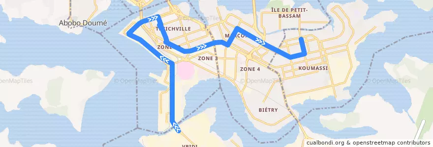 Mapa del recorrido bus 31 : Commissariat Port → Marcory Alliodan de la línea  en أبيدجان.