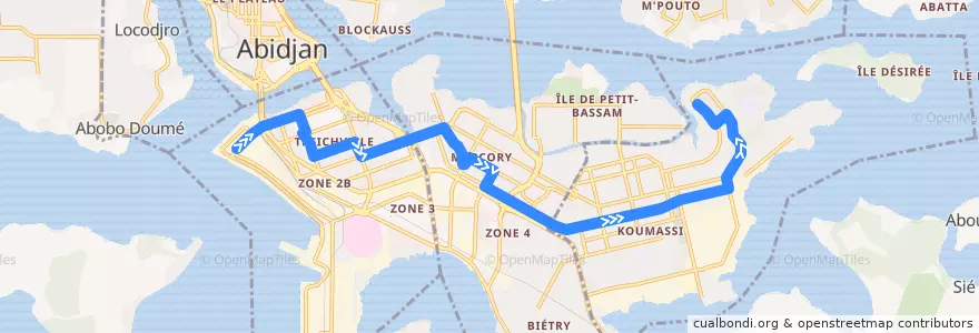 Mapa del recorrido bus 32 : Commissariat Port → Akromiambla de la línea  en آبیجان.