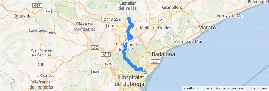 Mapa del recorrido S2: Barcelona - Sabadell de la línea  en Barcelona.