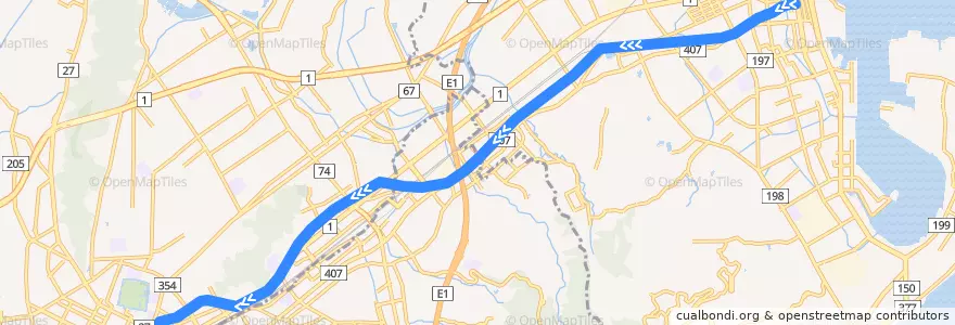Mapa del recorrido 静岡鉄道静岡清水線 de la línea  en 시즈오카시.
