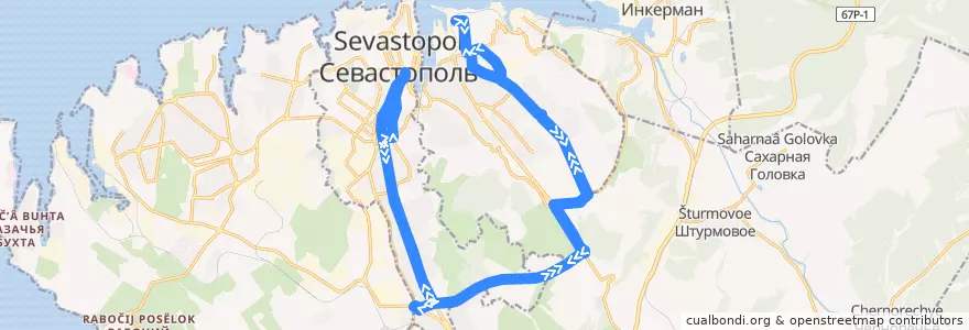 Mapa del recorrido Троллейбус №11: Ластовая бухта - пл. Ушакова de la línea  en Севастополь.