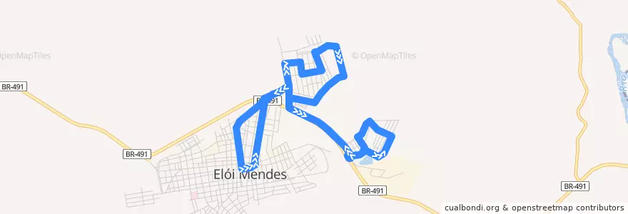 Mapa del recorrido 01 - Rodoviária/Nossa Senhora Aparecida/COHAB de la línea  en Elói Mendes.