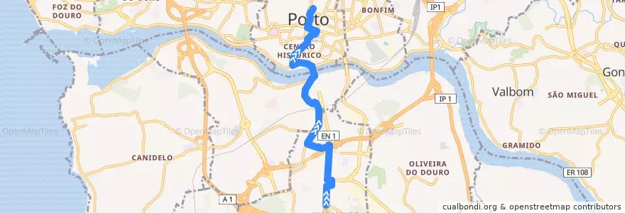 Mapa del recorrido 900: Santo Ovídio=>Trindade de la línea  en Área Metropolitana do Porto.