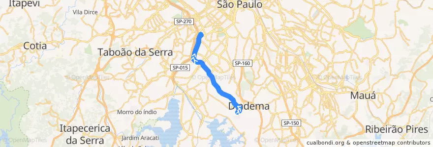 Mapa del recorrido 607C-10 ITAIM BIBI de la línea  en São Paulo.