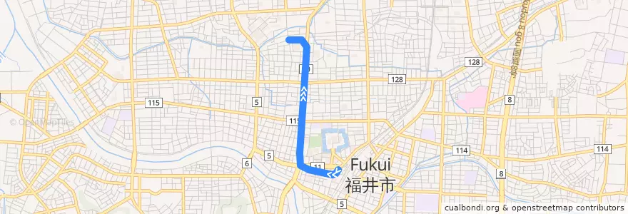Mapa del recorrido 福井鉄道福武線 (ヒゲ線) de la línea  en 福井市.