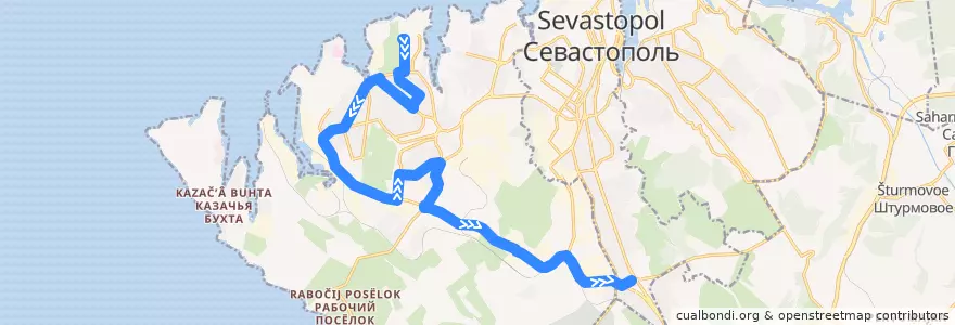 Mapa del recorrido Автобус №23: аквапарк “Зурбаган” - 5-й км. de la línea  en Гагаринский округ.