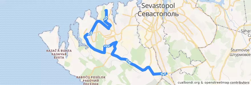 Mapa del recorrido Автобус №23: 5-й км - аквапарк “Зурбаган” de la línea  en Гагаринский округ.