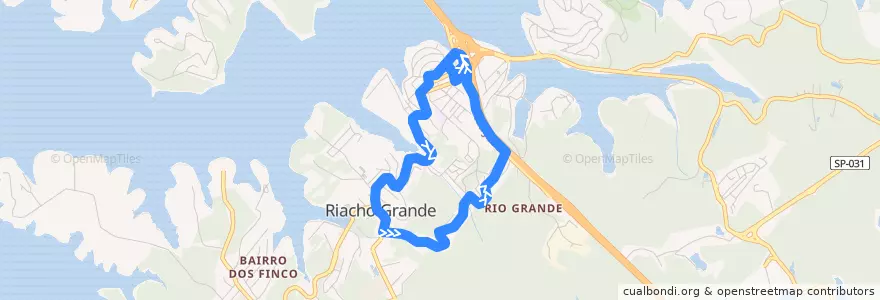 Mapa del recorrido 65A: Riacho Grande => Pq. Rio Grande de la línea  en São Bernardo do Campo.