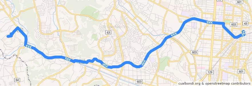 Mapa del recorrido 厚木39系統 de la línea  en Atsugi.