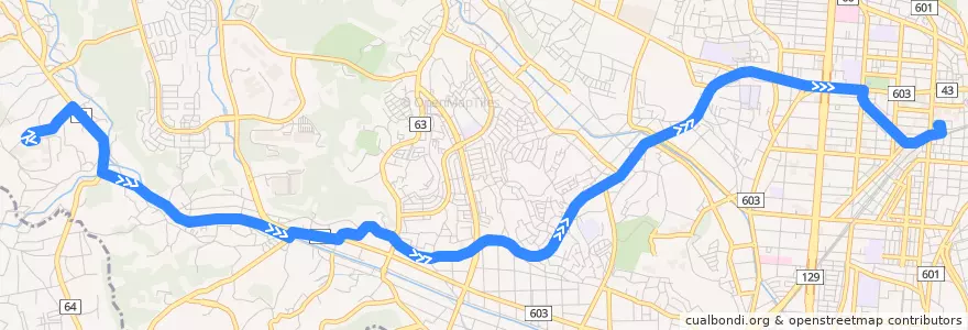 Mapa del recorrido 厚木39系統 de la línea  en 厚木市.