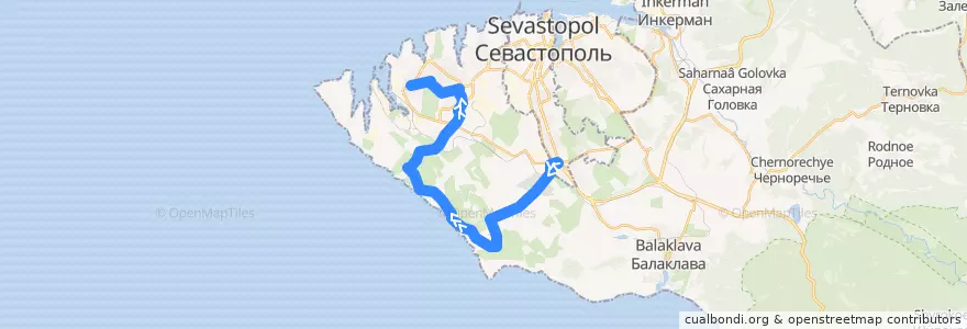 Mapa del recorrido Автобус №24: 5-й км. - Камышовая бухта de la línea  en Севастополь.