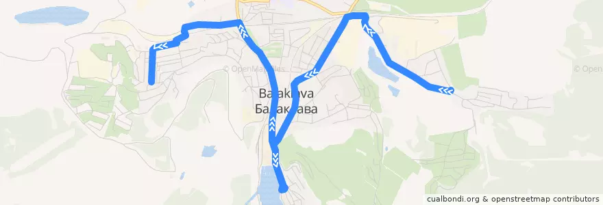 Mapa del recorrido Автобус №27: 2-е отделение Золотой Балки - Кадыковский комбинат de la línea  en Балаклавский округ.