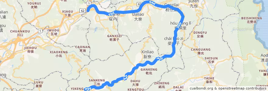 Mapa del recorrido 區間 4703 菁桐->八堵 de la línea  en 新北市.