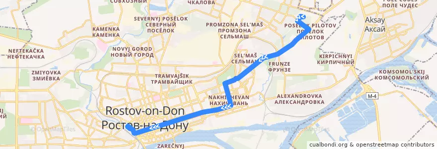 Mapa del recorrido Автобус №7 ул.Можайская - Главный железнодорожный вокзал de la línea  en Rostov-on-Don.