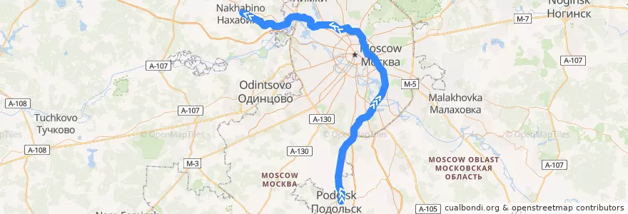 Mapa del recorrido Курско-Рижский диаметр: Подольск => Нахабино de la línea  en Distretto Federale Centrale.