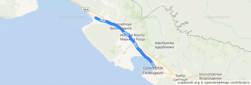 Mapa del recorrido Автобус №103: Геленджик АС - Кабардинка de la línea  en городской округ Геленджик.