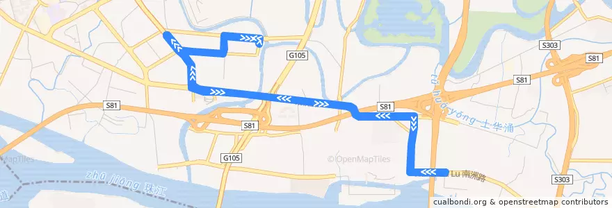 Mapa del recorrido 960路(南洲花园总站环线) de la línea  en 海珠区.