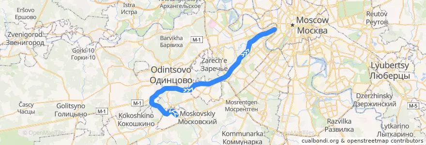 Mapa del recorrido Аэроэкспресс: Аэропорт Внуково -> Москва de la línea  en Центральный федеральный округ.