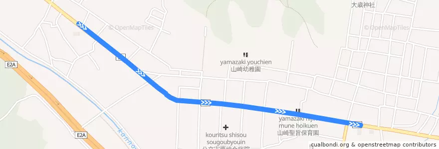 Mapa del recorrido 50：加生山崎高校前・山崎～龍野～鵤～ダイセル前 de la línea  en 宍粟市.
