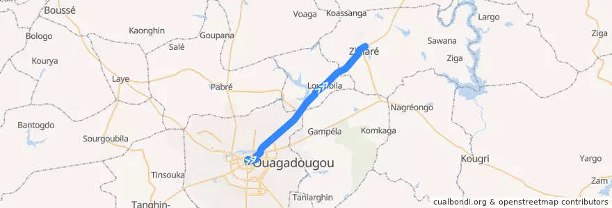 Mapa del recorrido 3LCI: Ancienne Gare de Ziniaré→ Naaba Koom de la línea  en 부르키나파소.